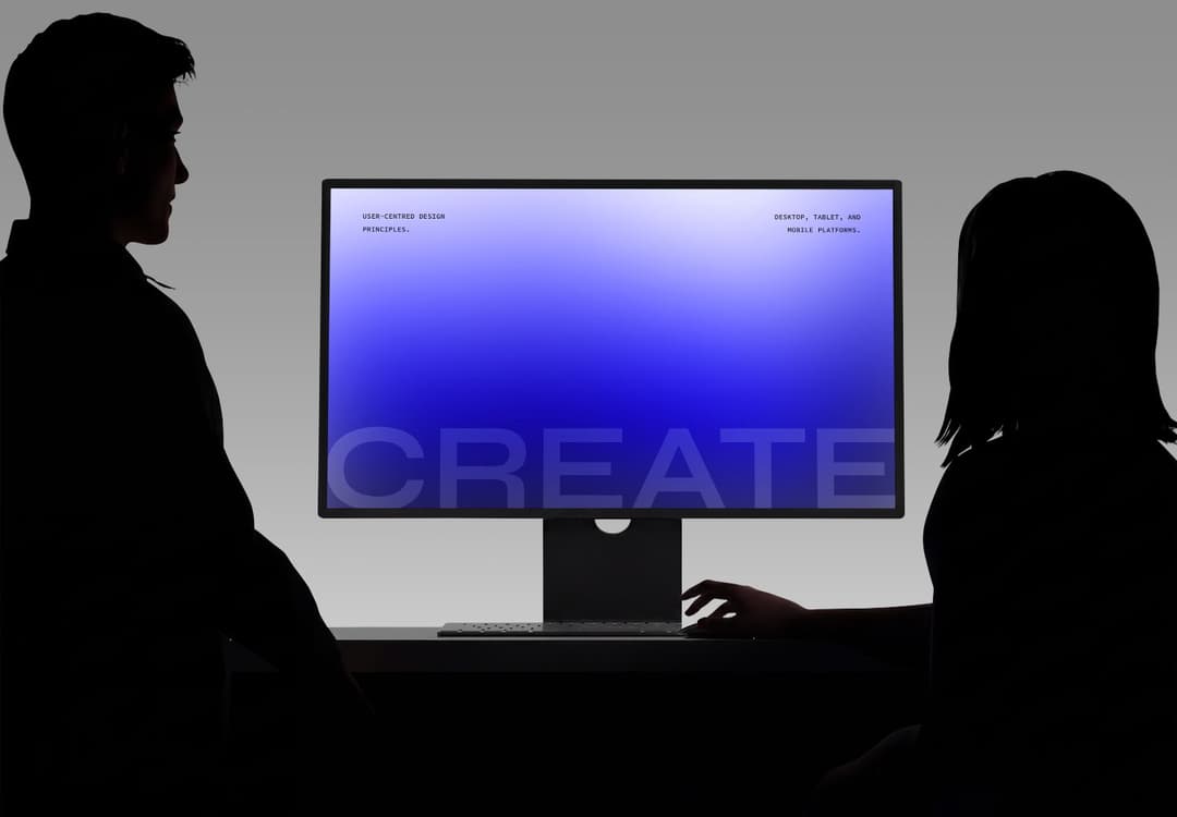 Dual-User Desktop Monitor Screen Mockup