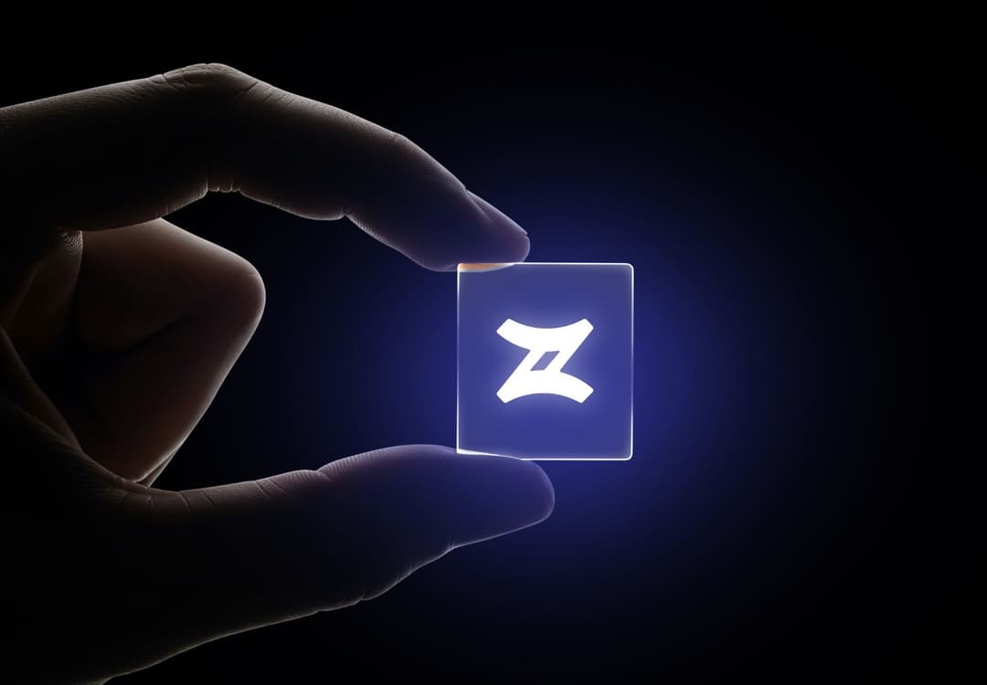 Premium Glowing Logo Mockup Held Between Fingers