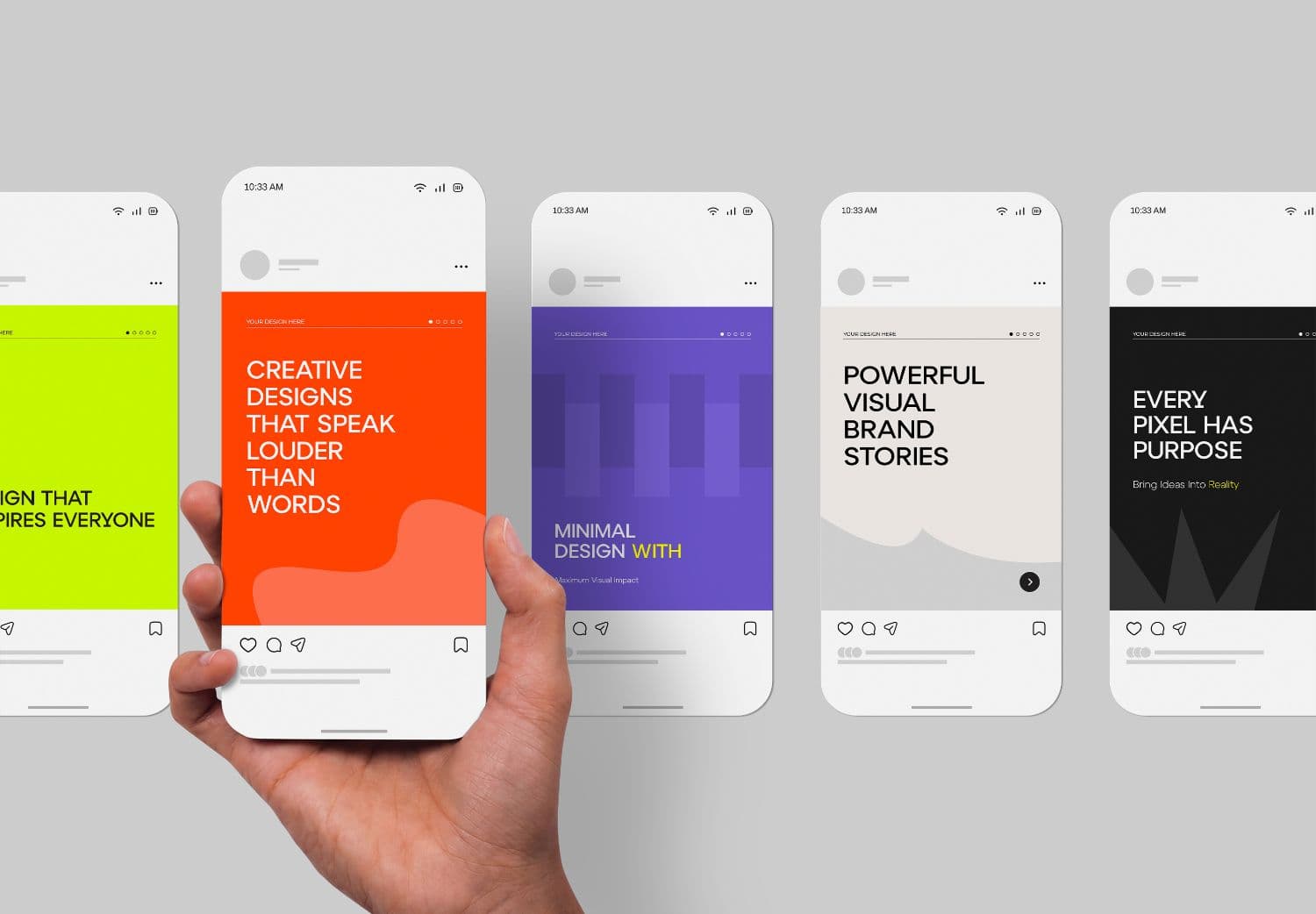 Hand-Held Smartphone Social Media Post Mockup with Multiple Layouts
