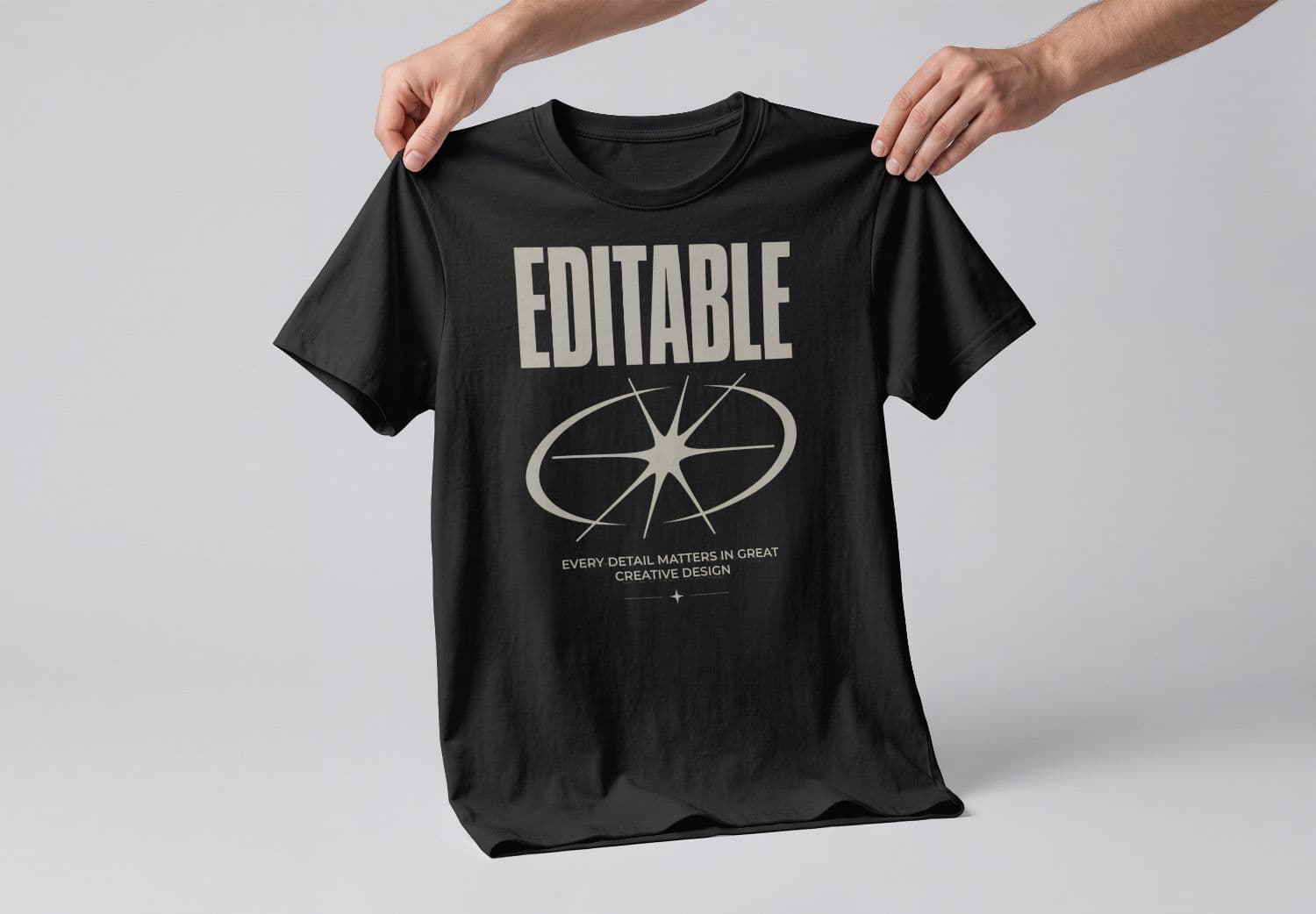 Black T-Shirt Front Design Mockup with Realistic Fabric Presentation