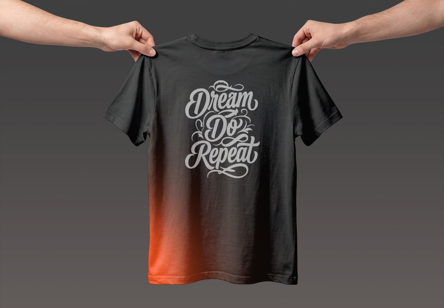 Realistic Black T-Shirt Mockup Held by Hands for Apparel Branding