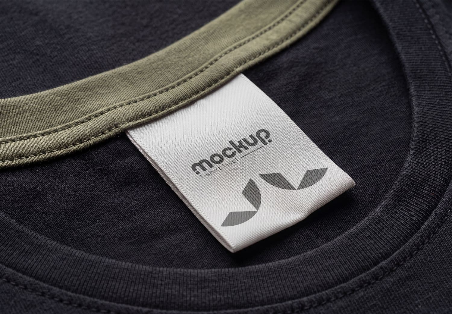 Close-Up T-Shirt Neck Label Mockup with Detailed Fabric Texture