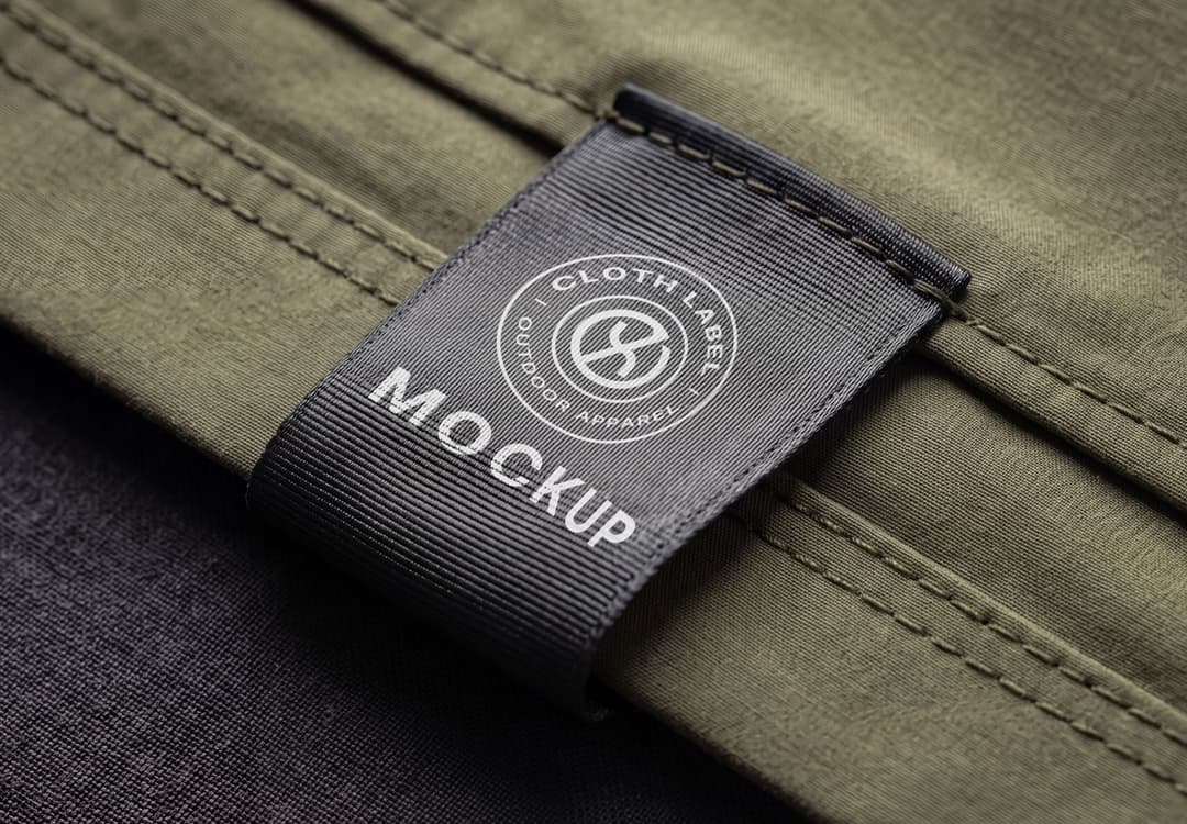 Fashion Brand Label Mockup Attached to Clothing Fabric