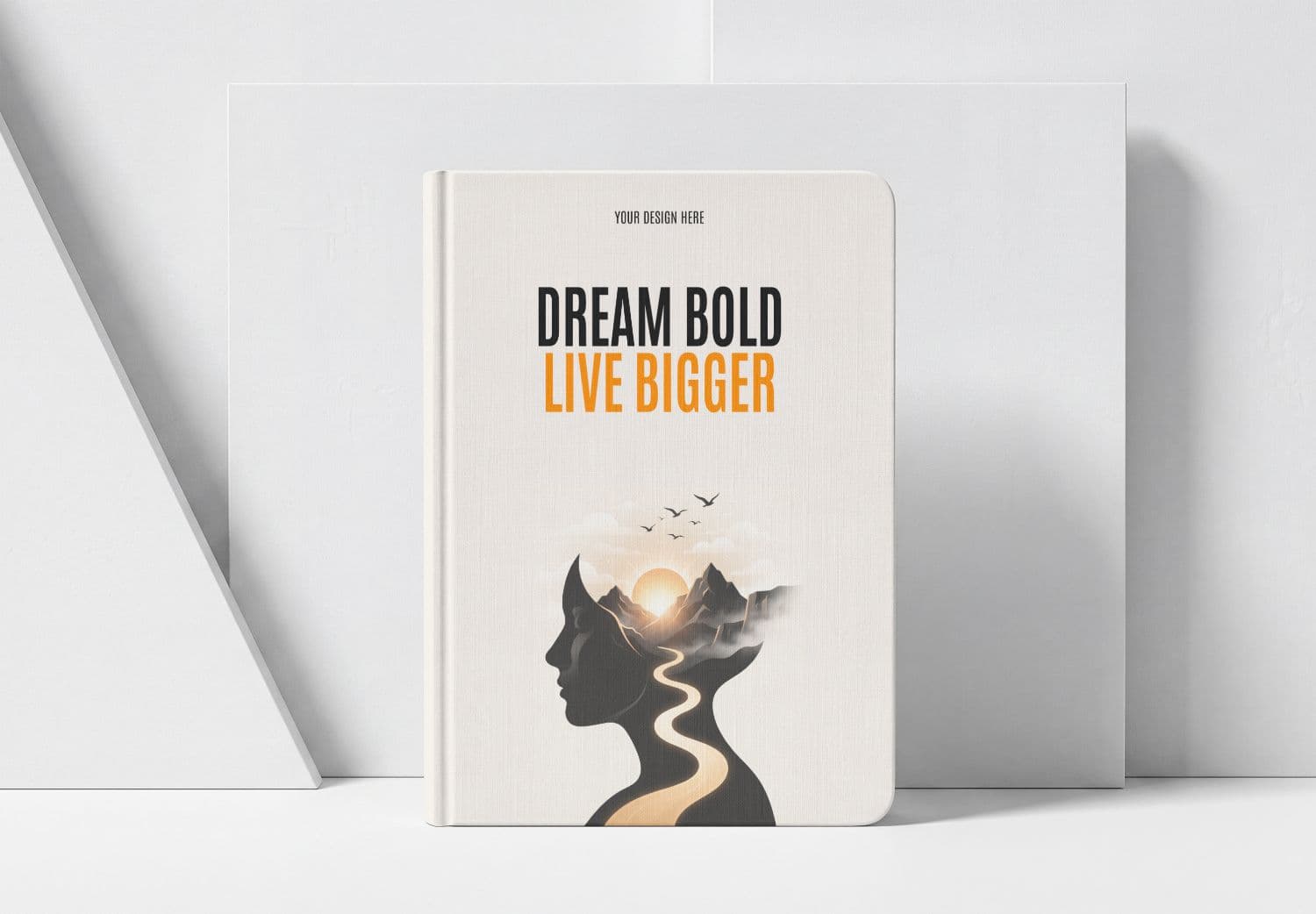 Realistic Hardcover Book Cover Mockup with Minimal Studio Presentation