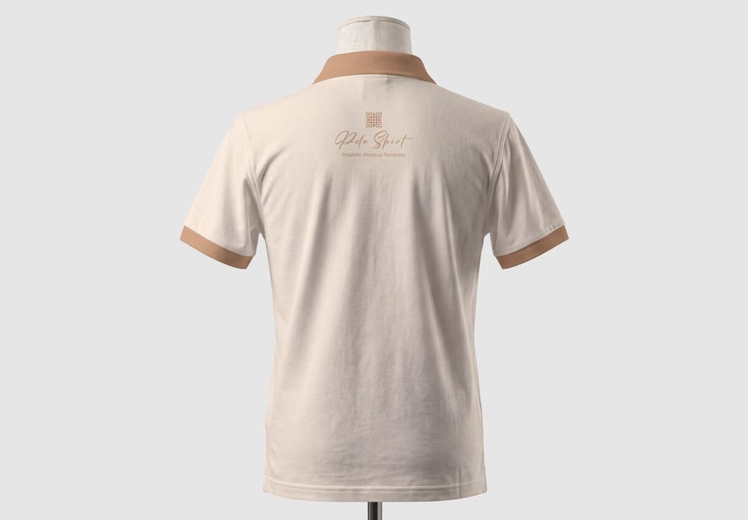 Back Polo Shirt Mockup on Mannequin with Contrast Collar and Cuffs