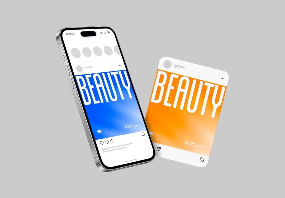 Social Media Post Mockup with Smartphone and Floating Post Card