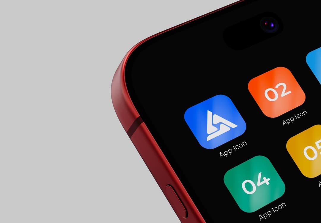 Smartphone App Icon Screen Mockup with Colorful Rounded Icons