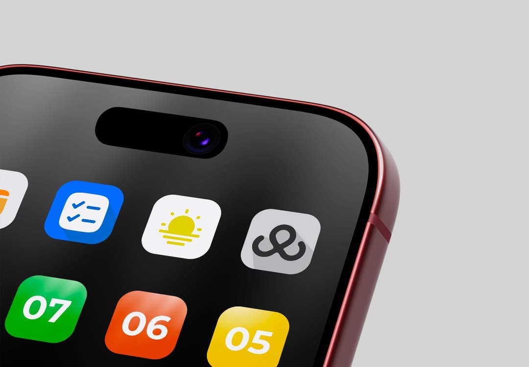 Close-Up Smartphone App Icon Screen Mockup