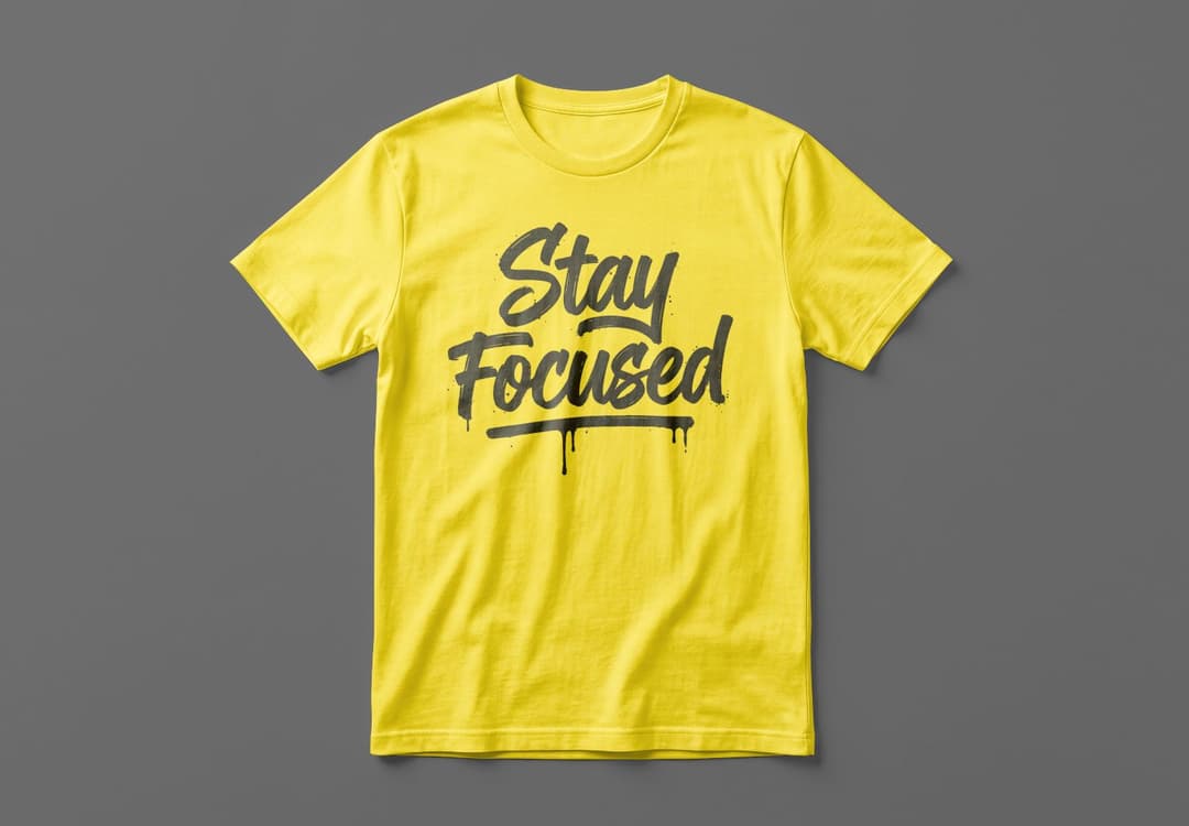 Yellow T-Shirt Mockup with Bold Typography Design on Dark Gray Background