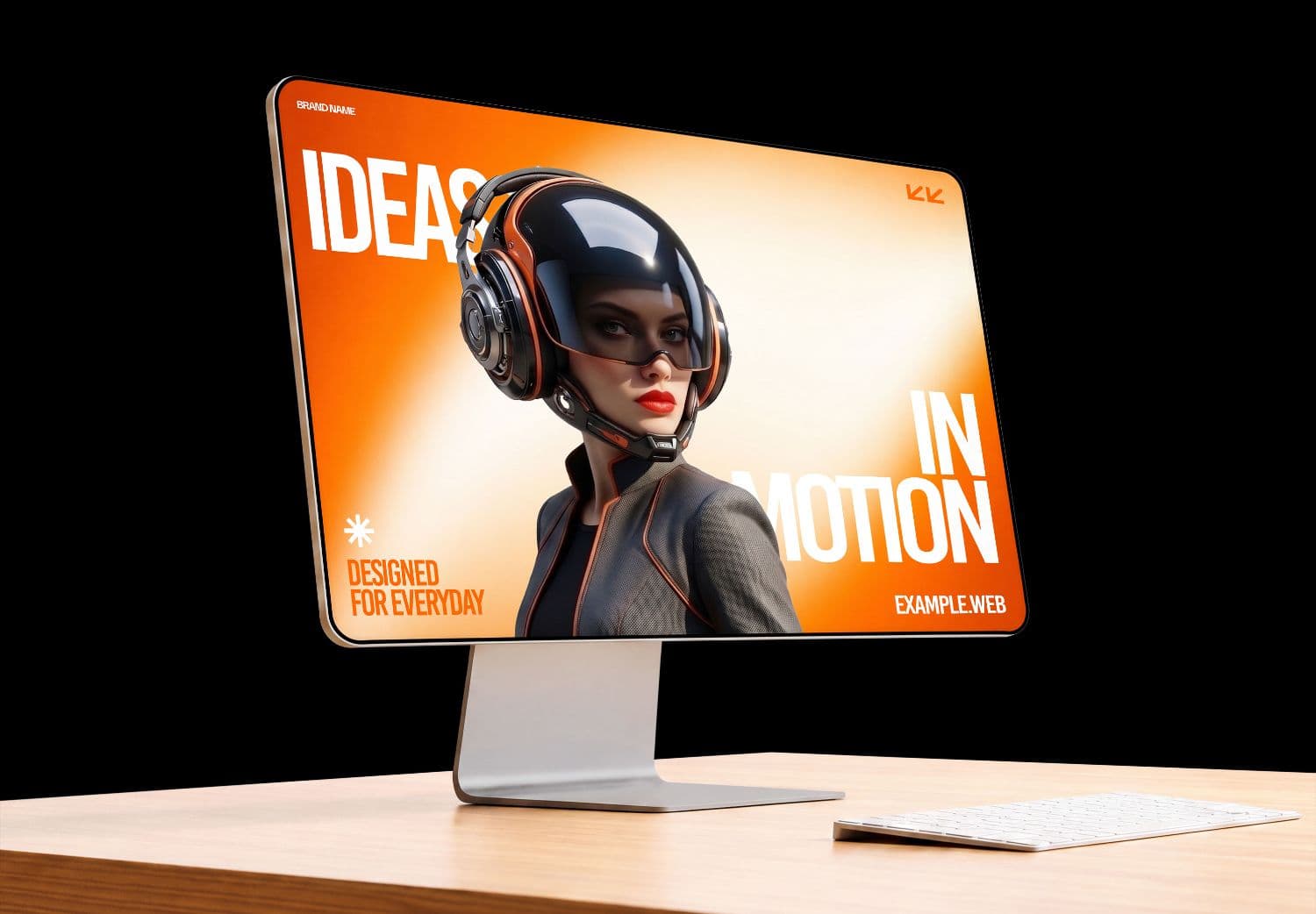 Modern Computer Monitor Mockup on Desk for Screen and Branding Designs