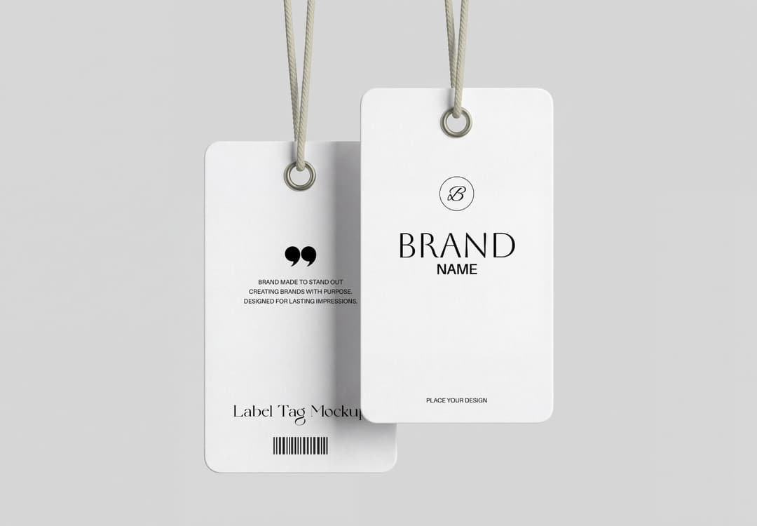 Hanging Clothing Label Tag Mockup with Dual Tag Presentation