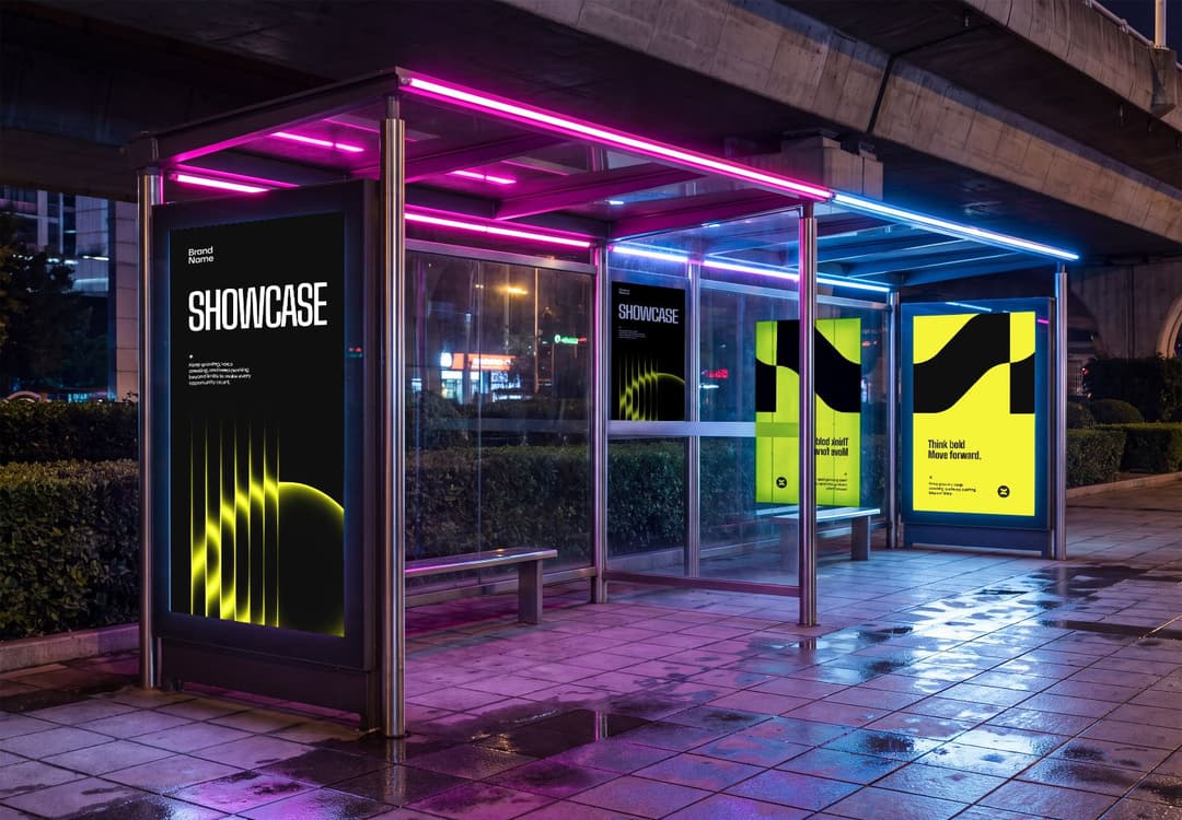 Bus Stop Lightbox Mockup for Outdoor Advertising Campaigns