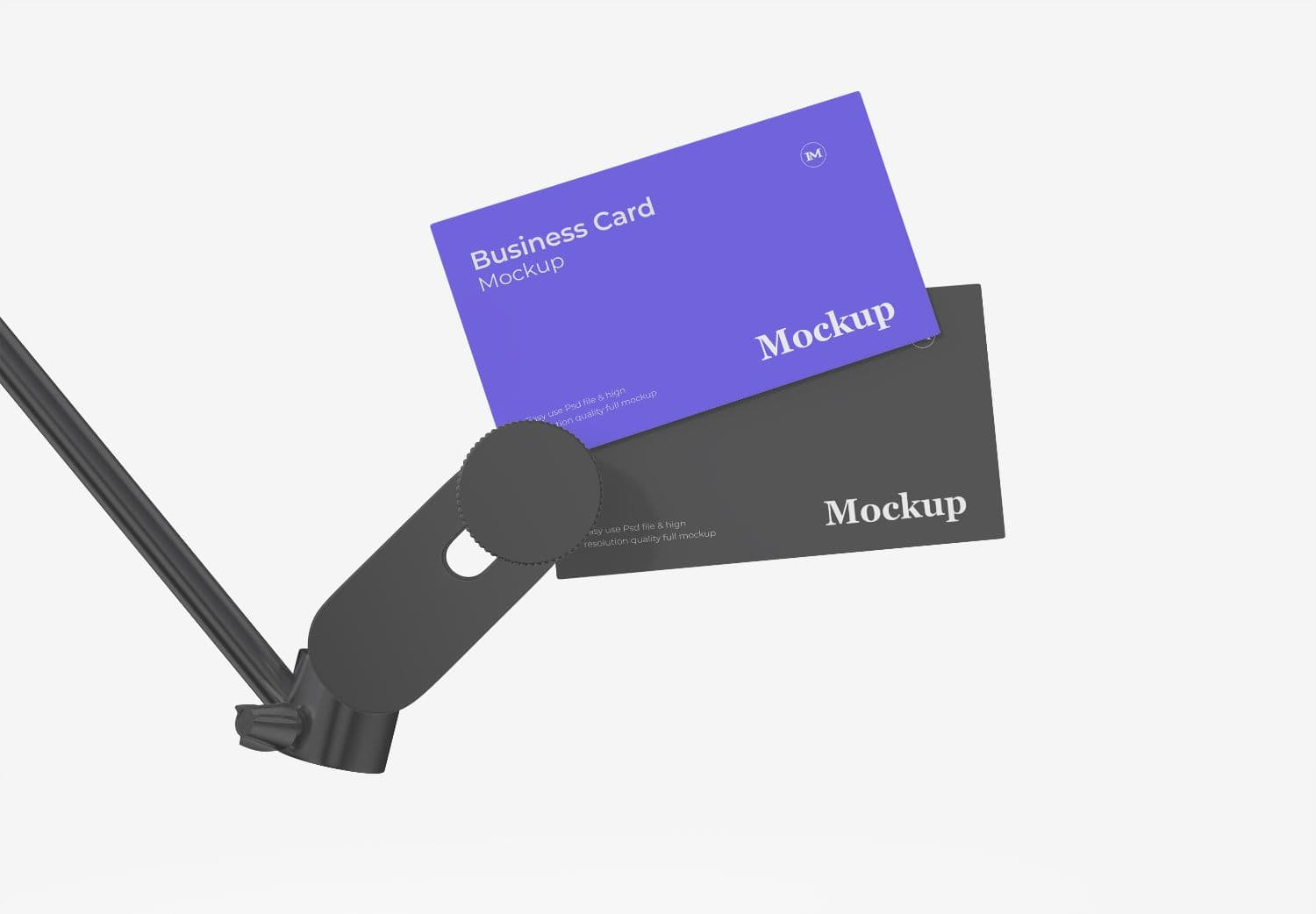 Purple & Grey Business Card Mockup on Modern Clip Holder