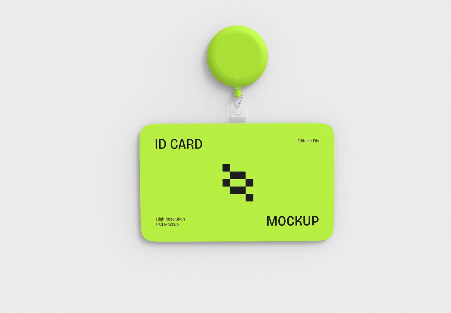Neon Green Retractable ID Card Mockup – Editable PSD Template