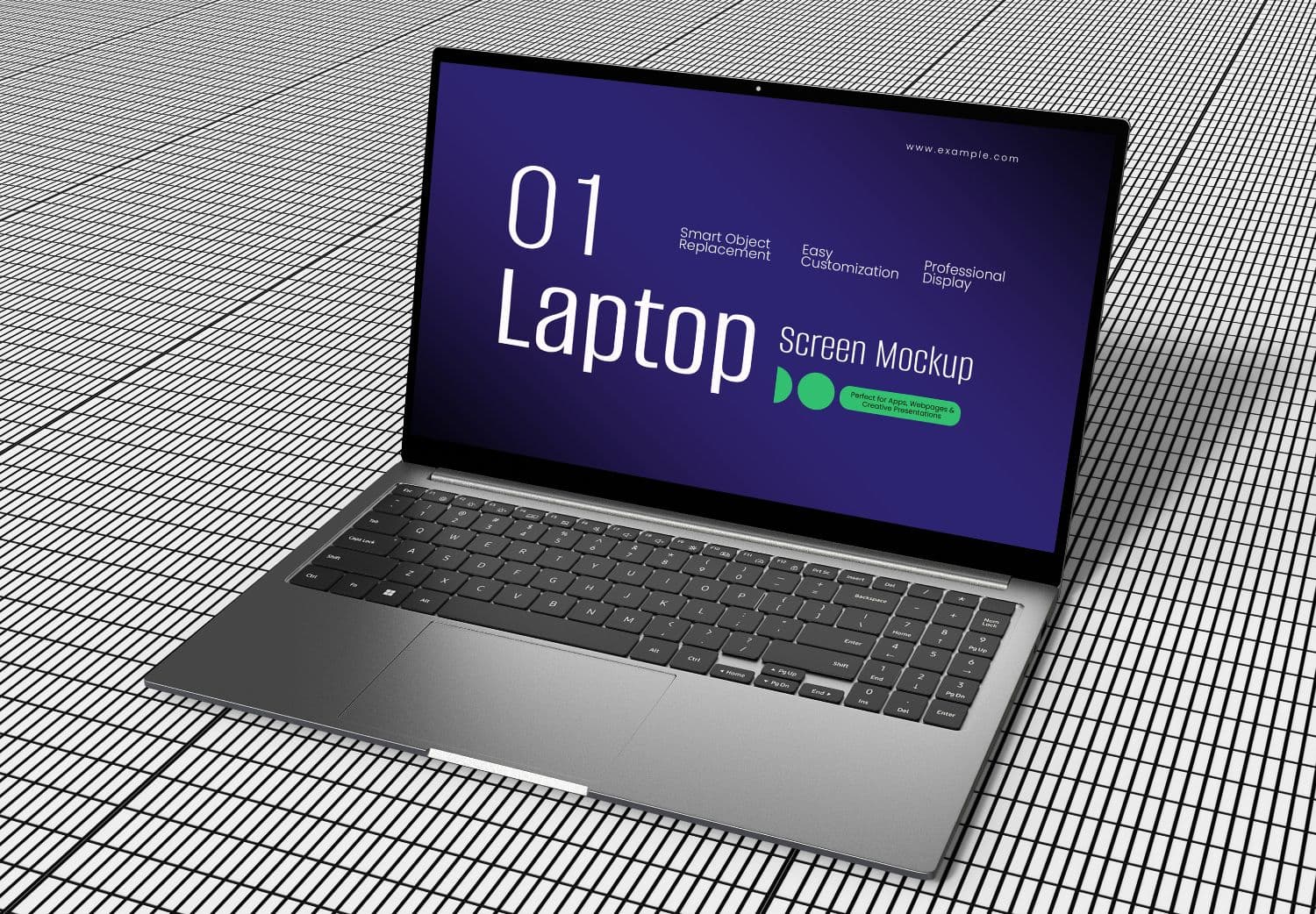 Angled Laptop Mockup for Website Preview & UI Design Showcase
