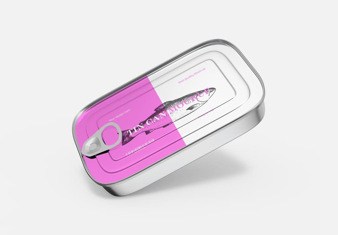 Tin Can Packaging Mockup with Pull Tab Lid
