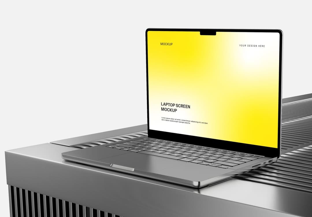 Yellow Gradient Laptop Mockup - Editable PSD Template
