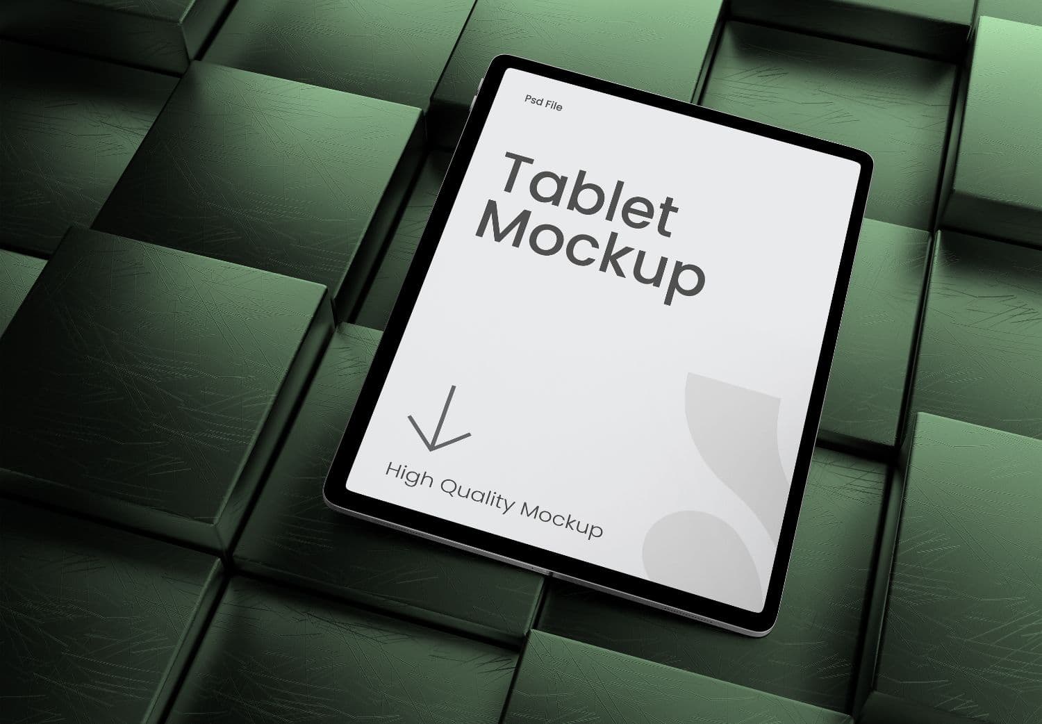 Tablet Mockup on Green Textured Surface