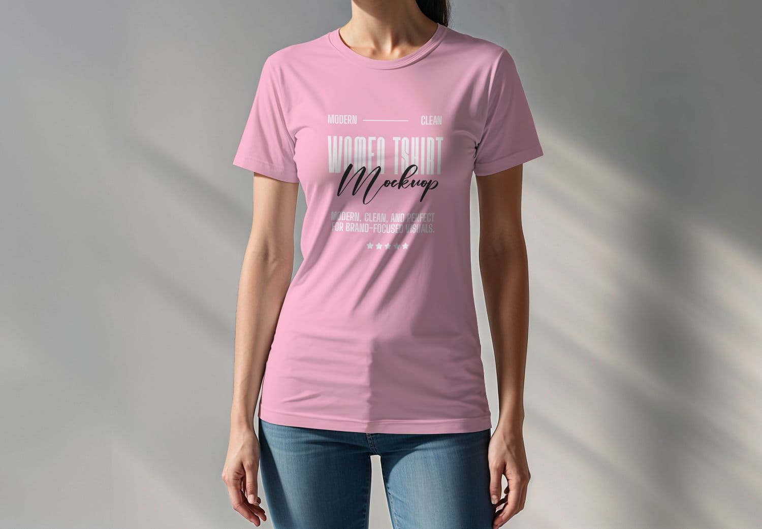 Pink Women T-Shirt Mockup - Editable PSD Template
