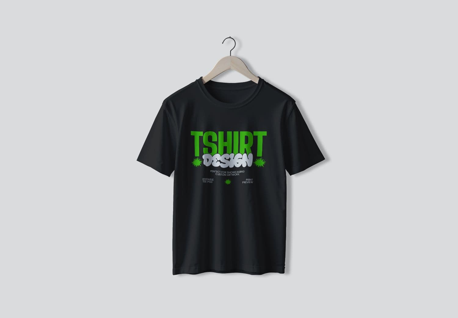 Black T-Shirt Mockup - Editable PSD Template