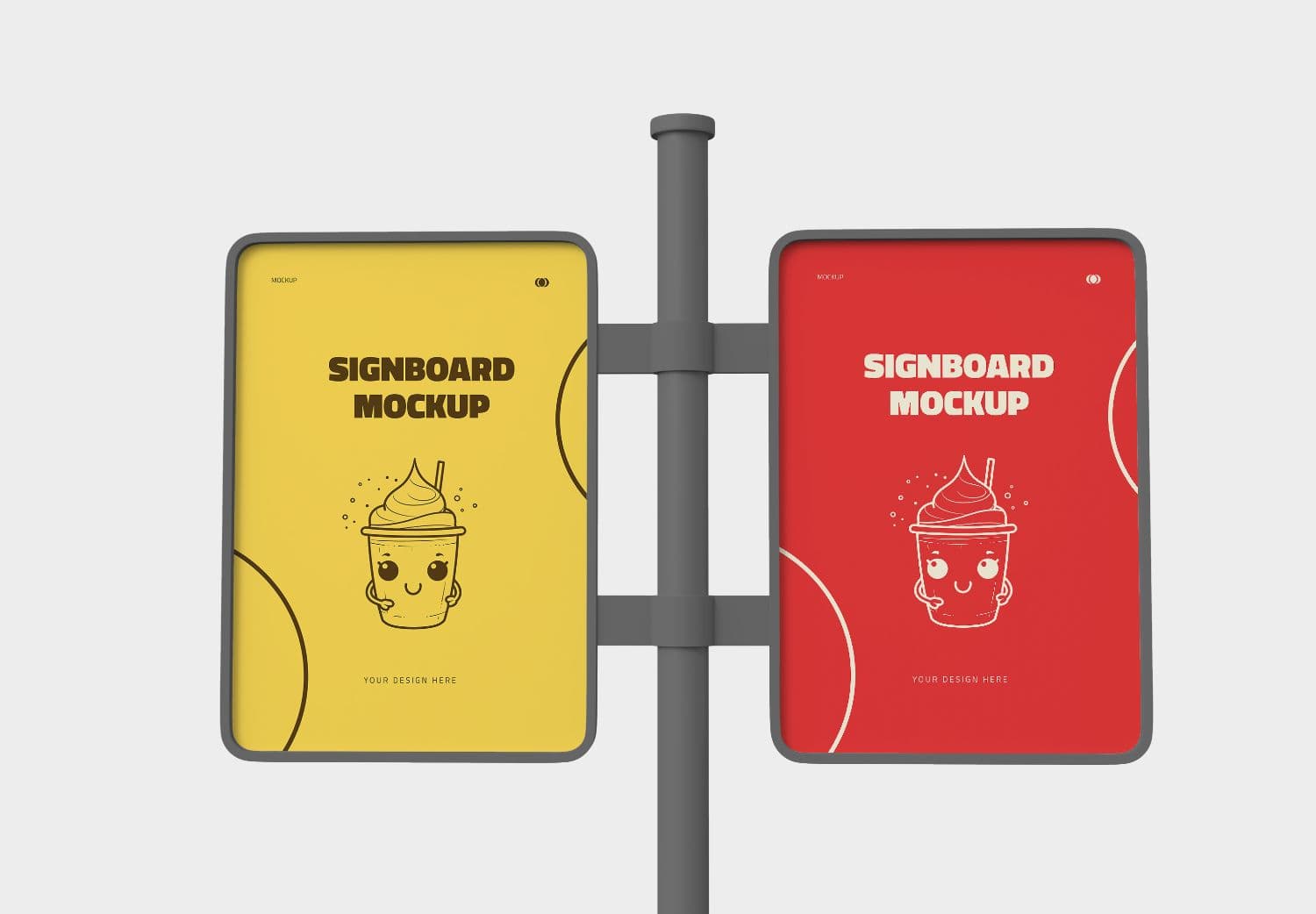 Dual Signboard Mockup: Yellow & Red Outdoor Panels