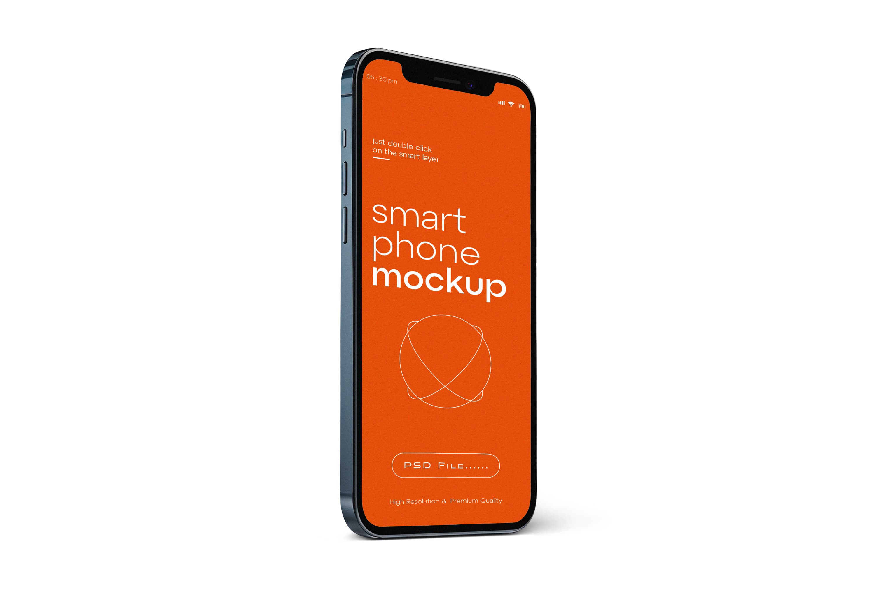 iPhone 13 Mockup – Bold Orange Screen on Clean White Background