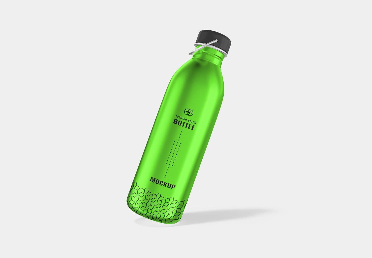 Vibrant Green Water Bottle Mockup - High Quality Metal Design for Branding & Packaging