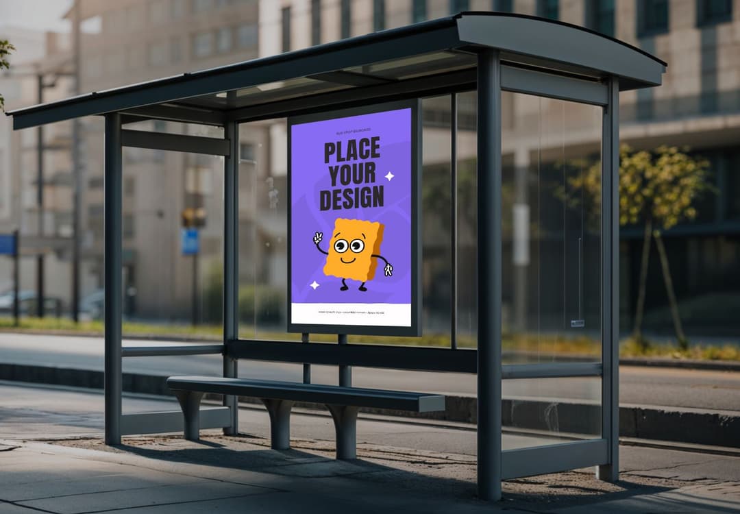 Bus Stop Billboard Mockup - Urban Outdoor Advertising Template