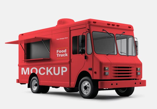 Red Food Truck Mockup for Branding Design