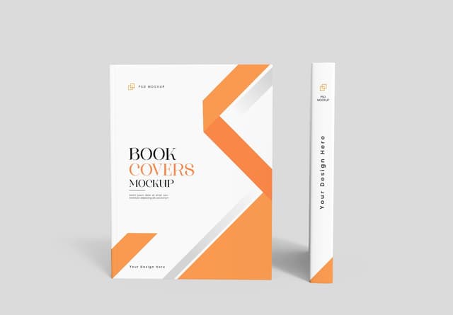 Modern Book Cover Mockup - Orange & White Design Template
