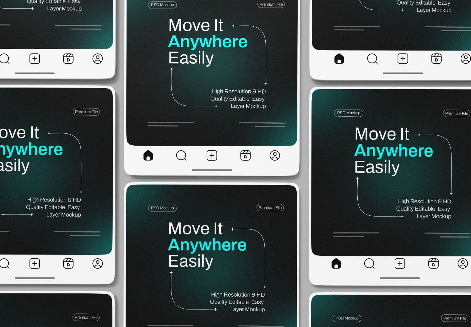 Instagram Grid Mockup Template | Move It Anywhere Easily for Social Feeds