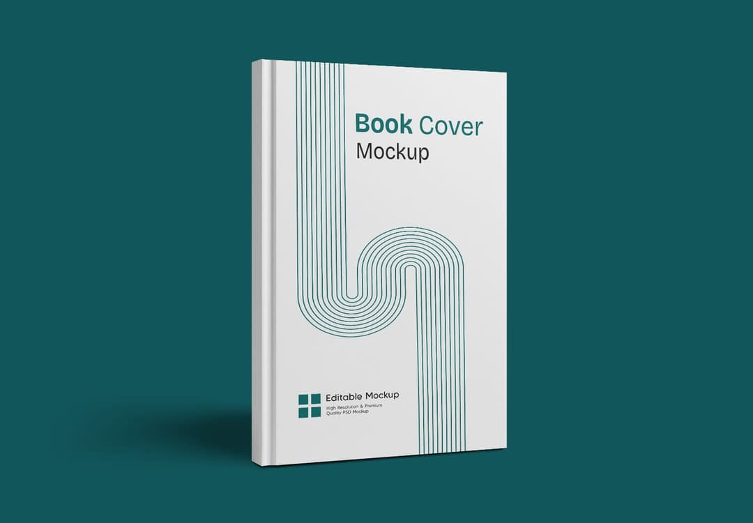 White Book Cover Mockup with Teal Design - Premium Publishing Template