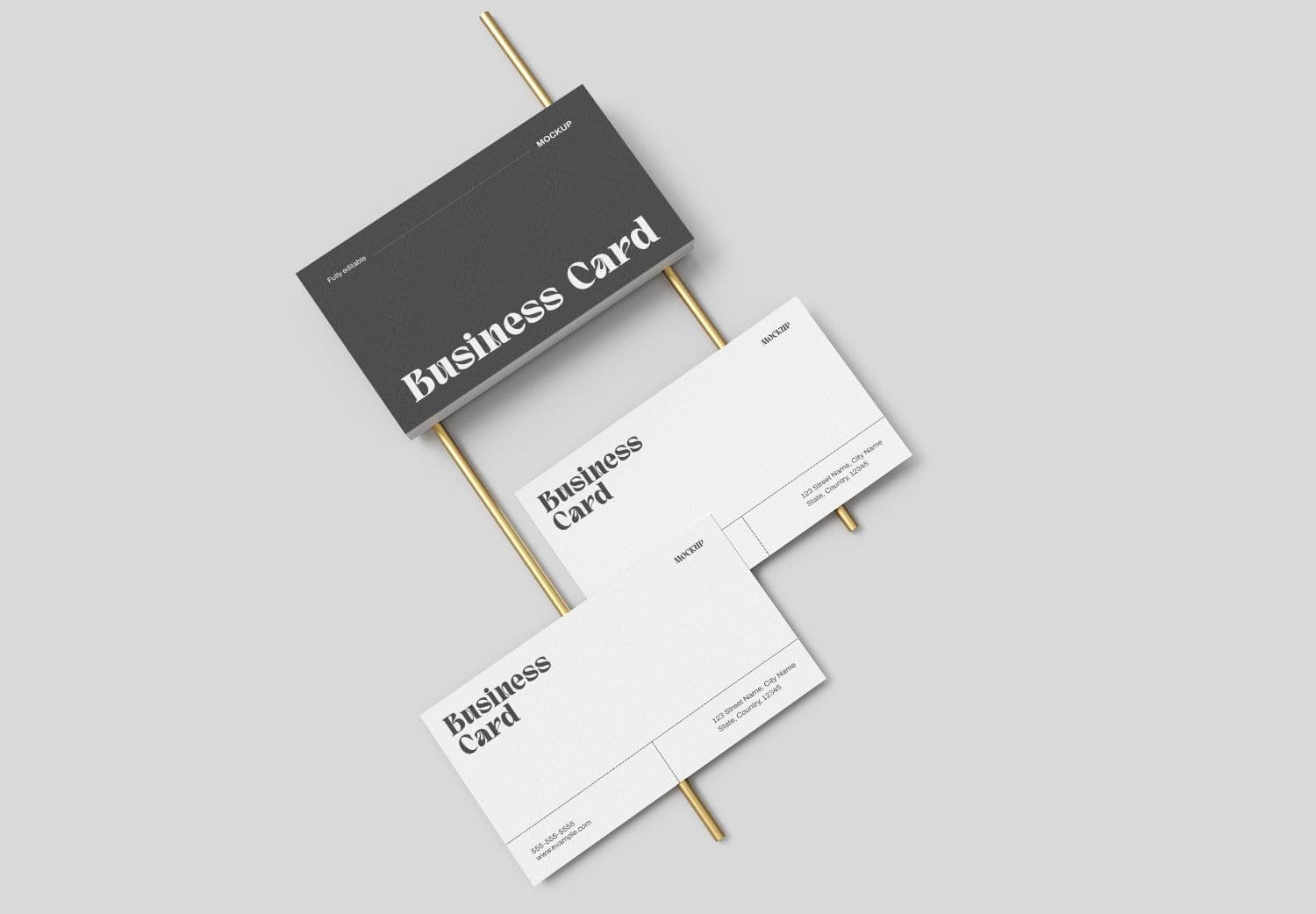 Minimalist Business Card Mockup with Gold Sticks