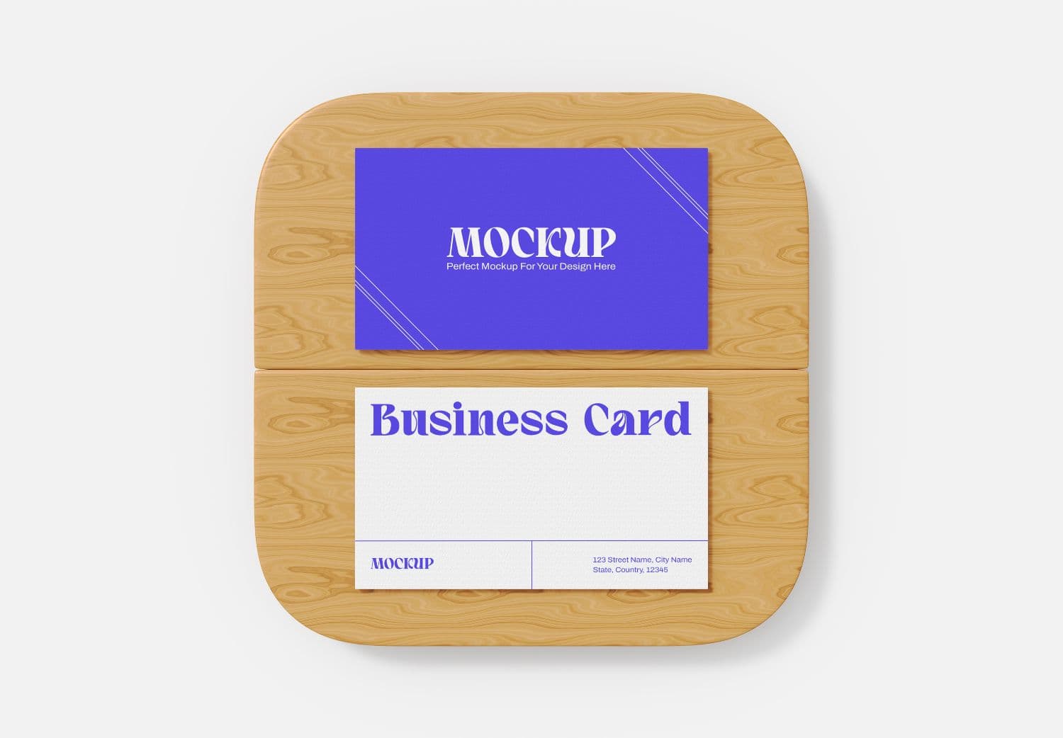 Wooden Surface Business Card Mockup