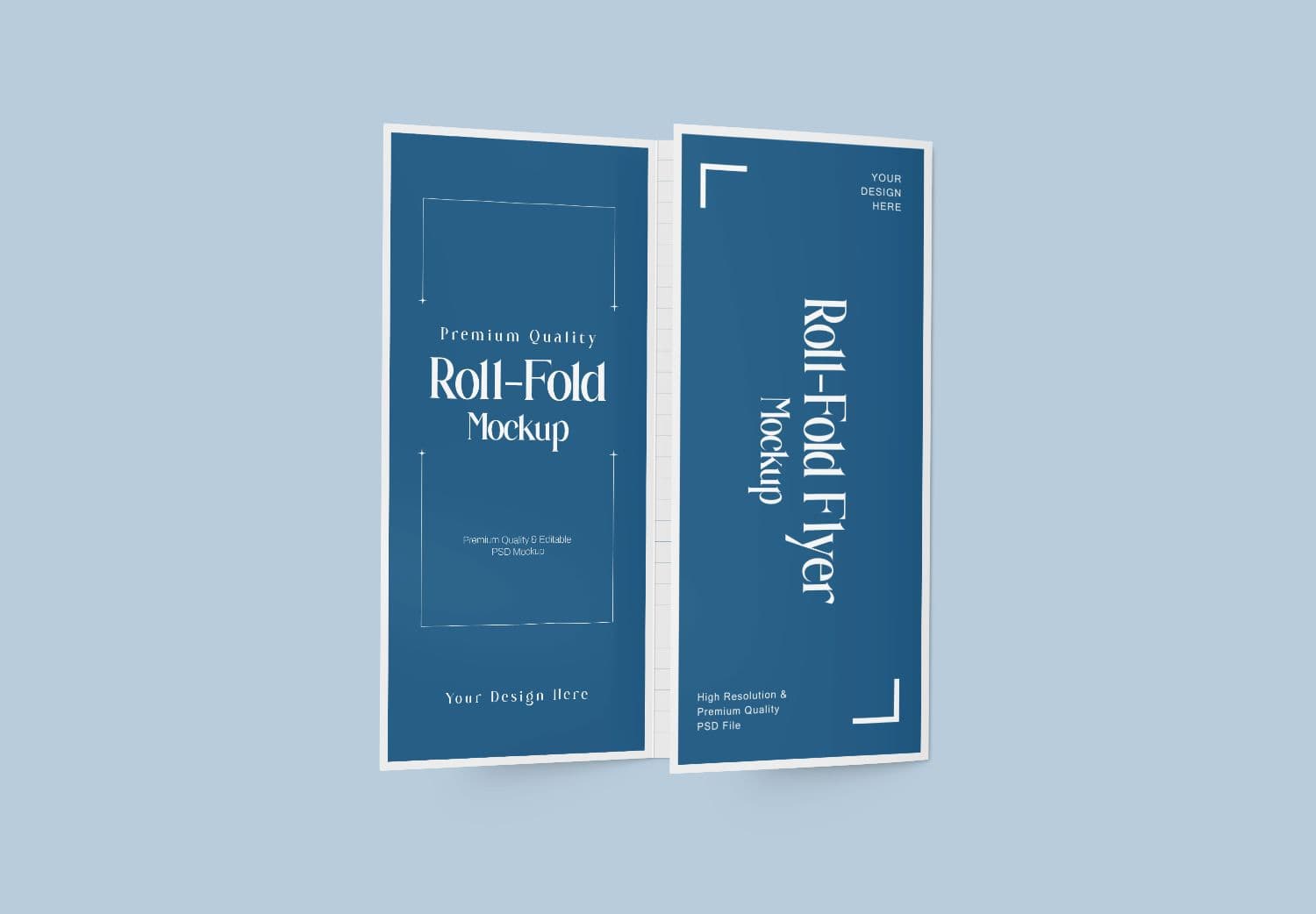 Roll-Fold Flyer Mockup | High Quality Blue Design for Marketing & Events