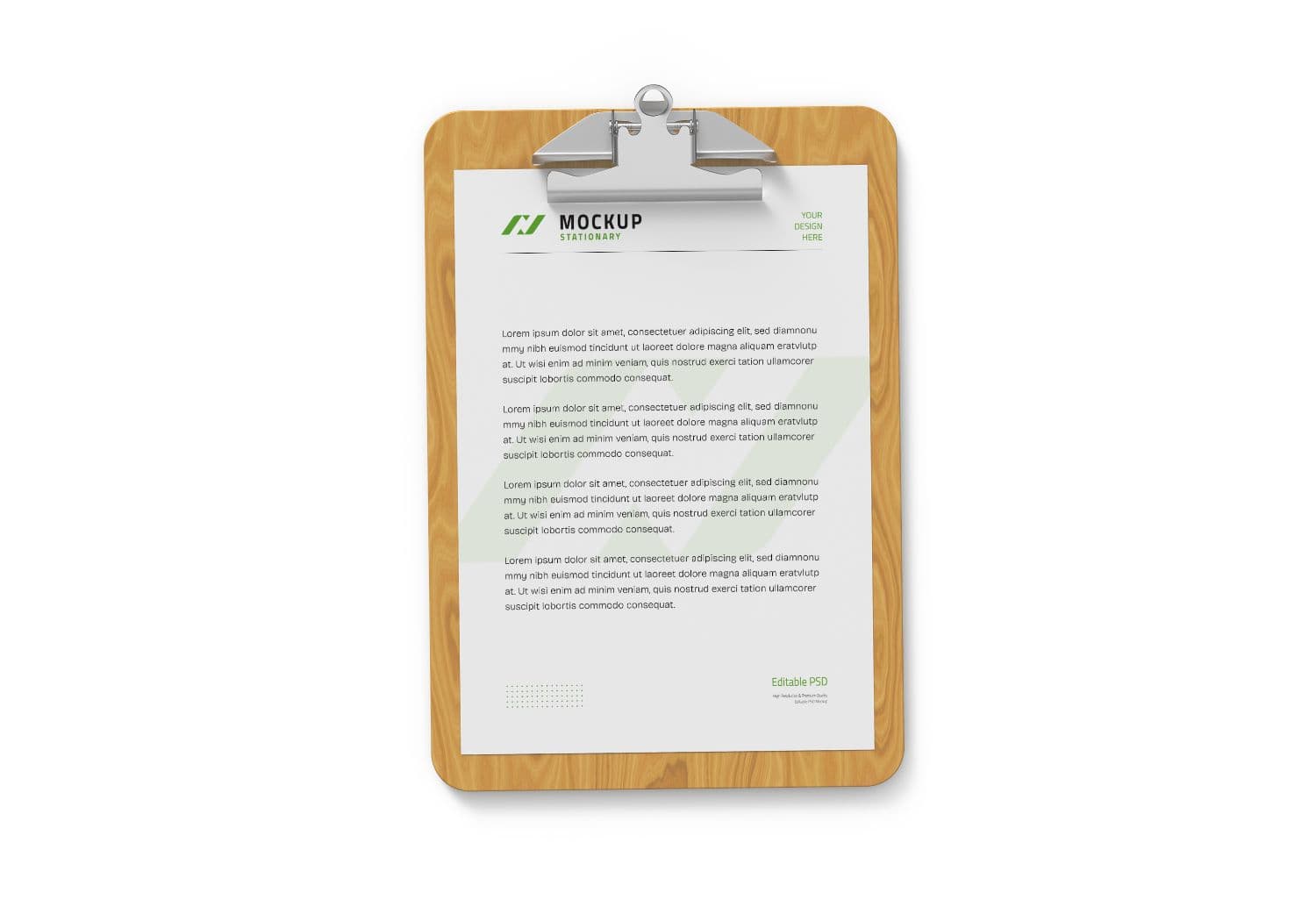 Wooden Clipboard Mockup with Paper - Professional Stationery Template