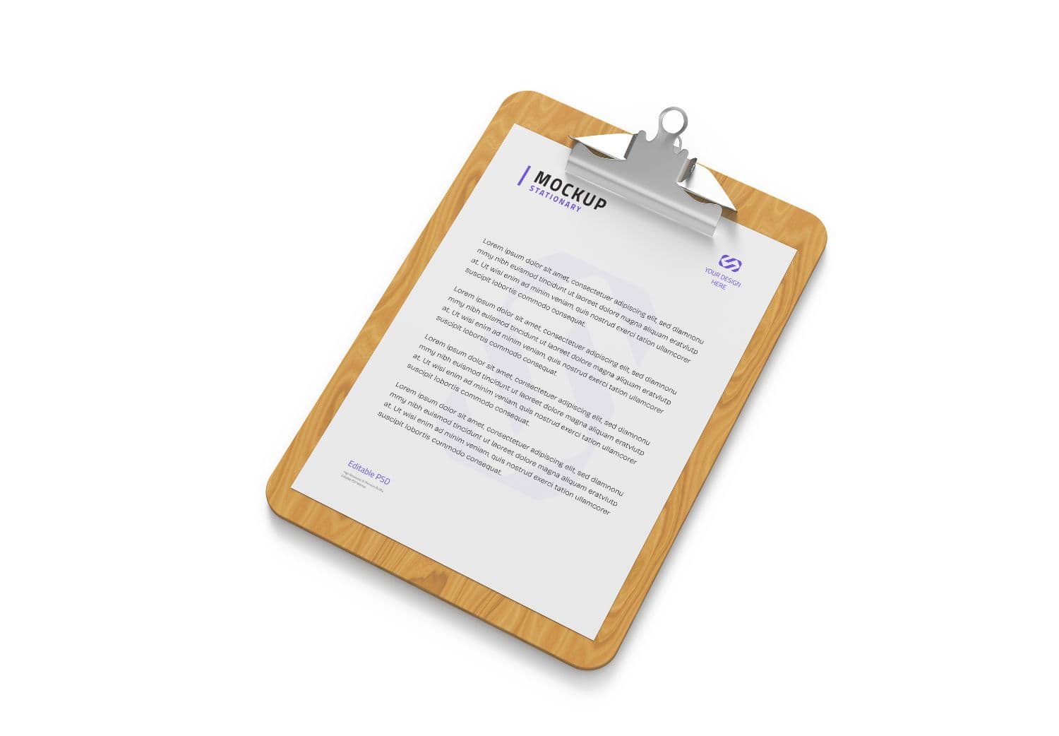 Wooden Clipboard Mockup - Professional Stationery Template