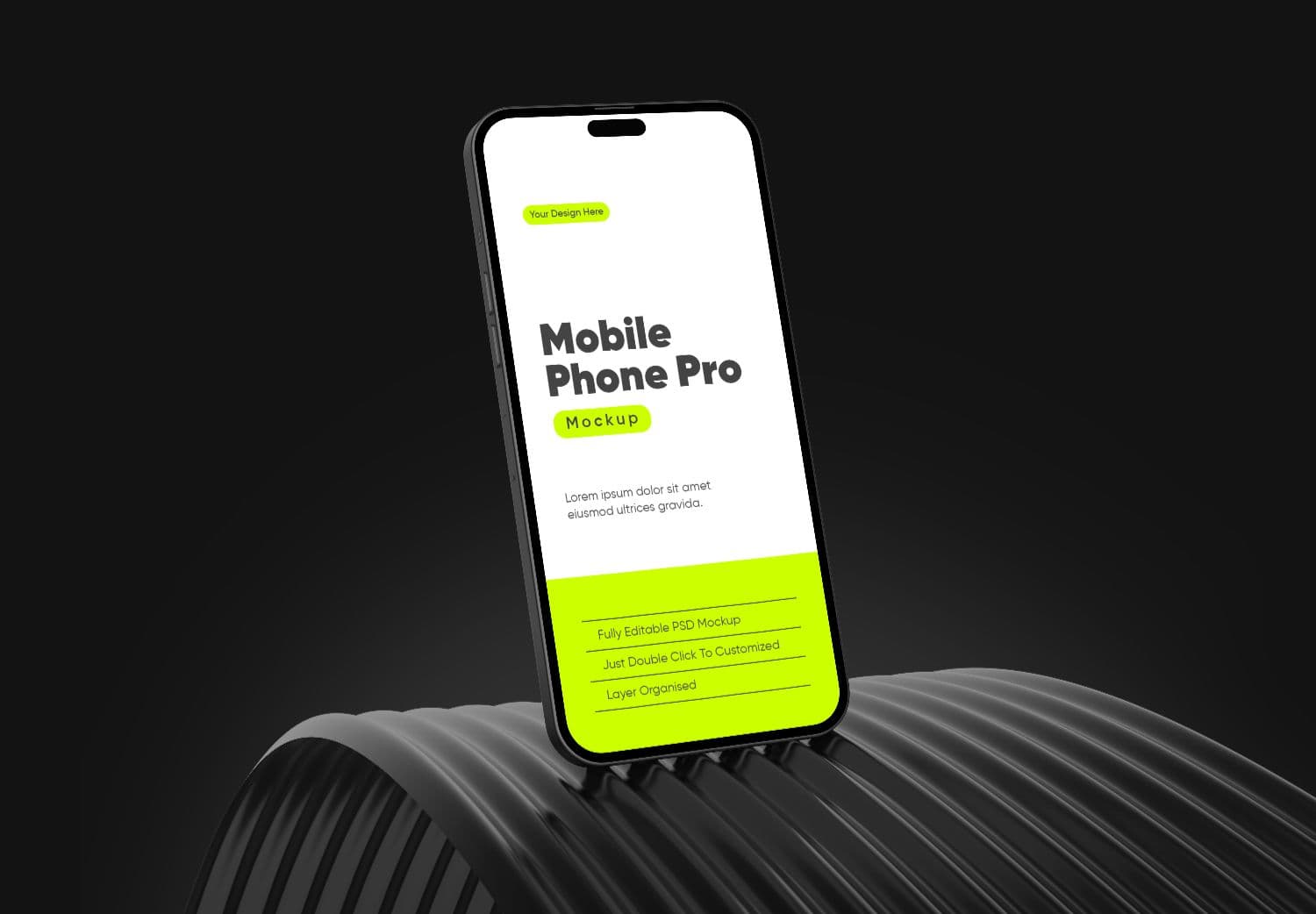 Mobile Phone Pro Mockup on Ribbed Surface
