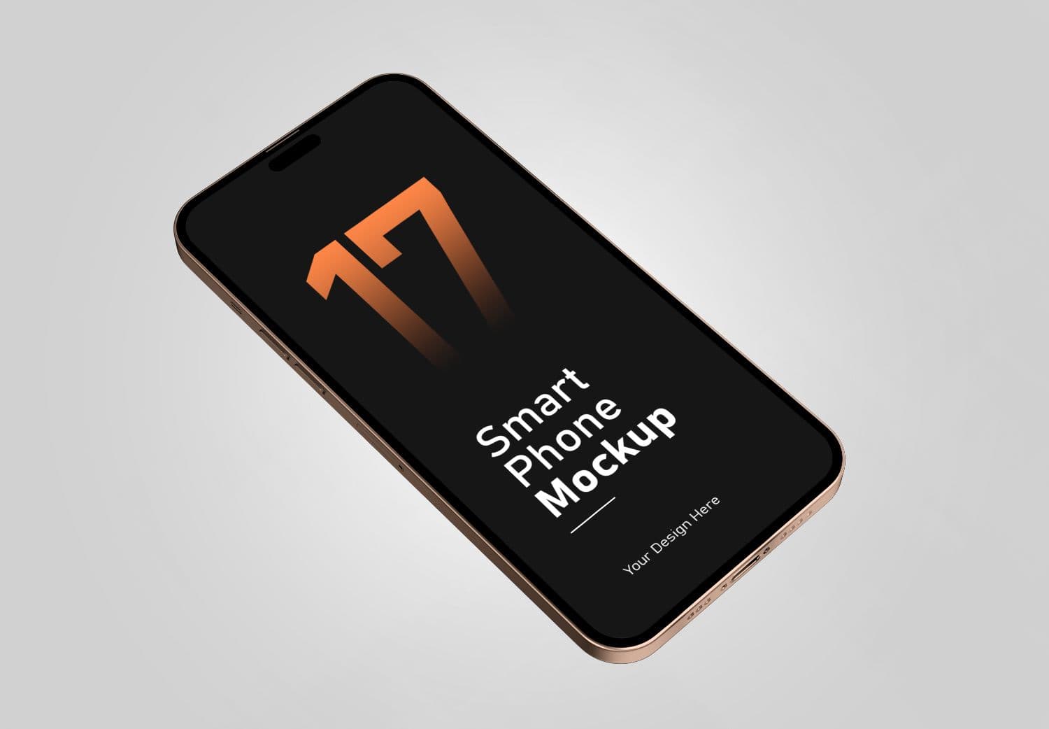 iPhone 17 Mockup with Orange Gradient | Minimalist Smartphone Design Template