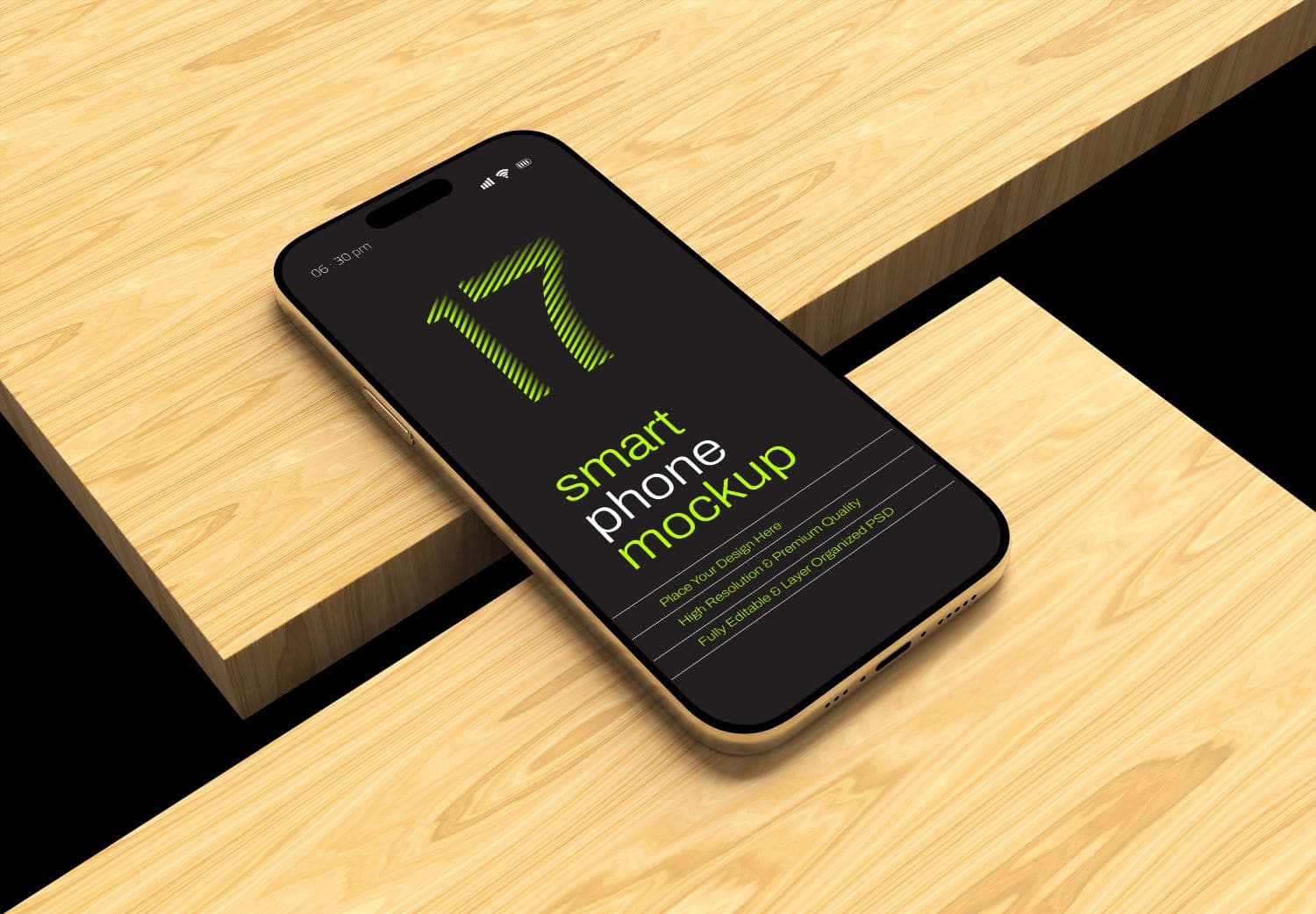 Smartphone Mockup on Wooden Blocks - High Quality UI/UX Design Presentation
