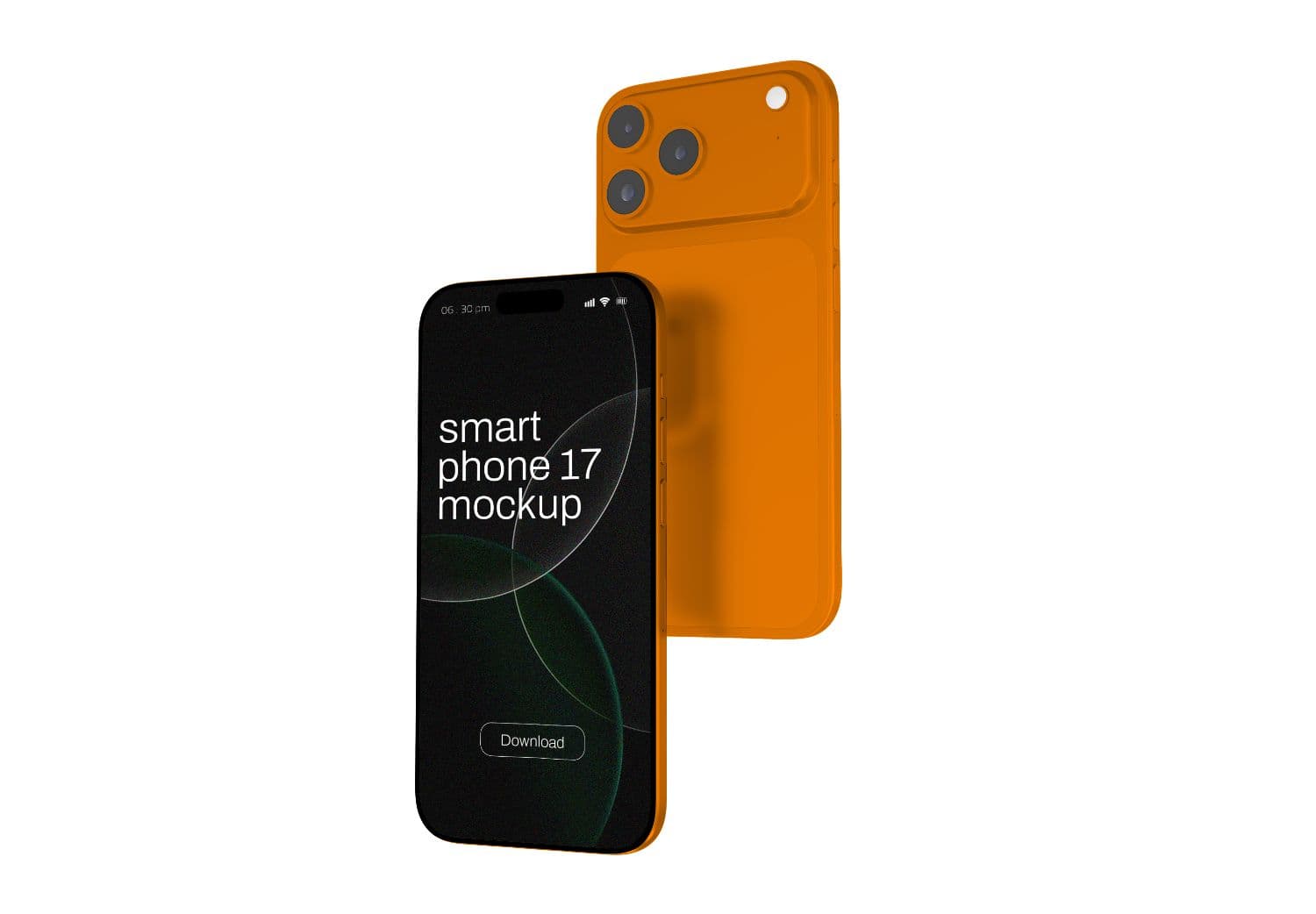 Smartphone 17 Mockup: High Quality Orange Device for App & UI Design Presentations