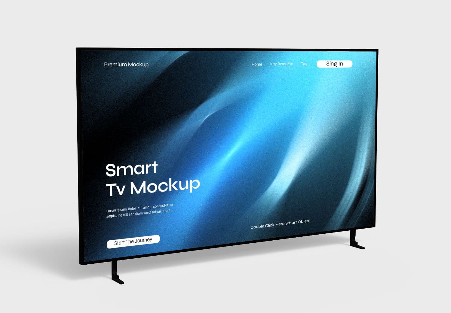 High Quality Smart TV Mockup - Modern Flat Screen with Blue Gradient Display