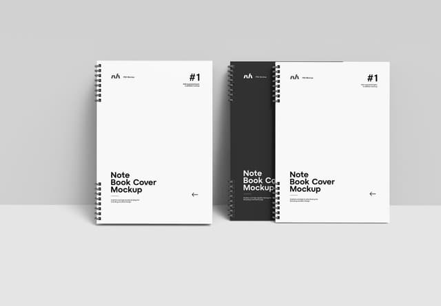 Spiral Notebook Cover Mockup Set - White & Black Minimalist Design