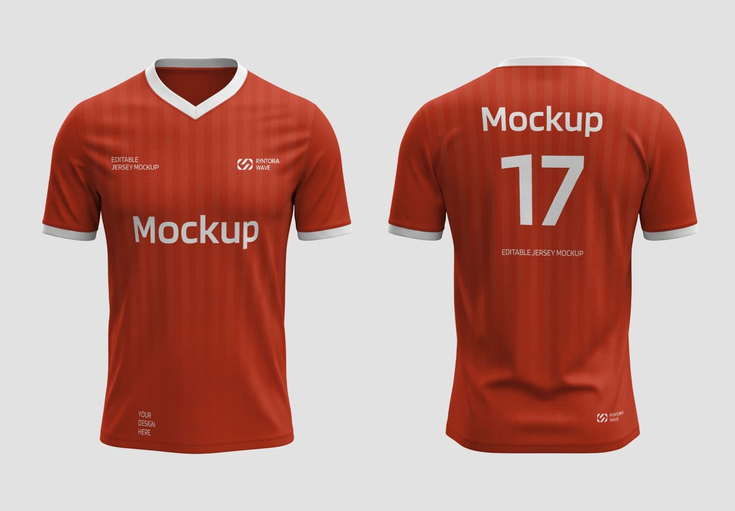 Red Soccer Jersey Mockup - Front & Back Editable Template