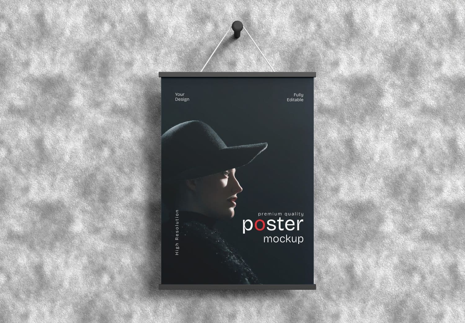 Hanging Poster Mockup – High Quality PSD for Art, Film & Brand Displays