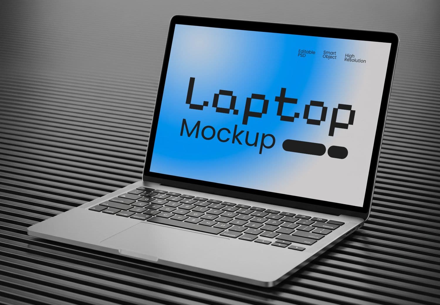 Silver Laptop Mockup on Textured Surface