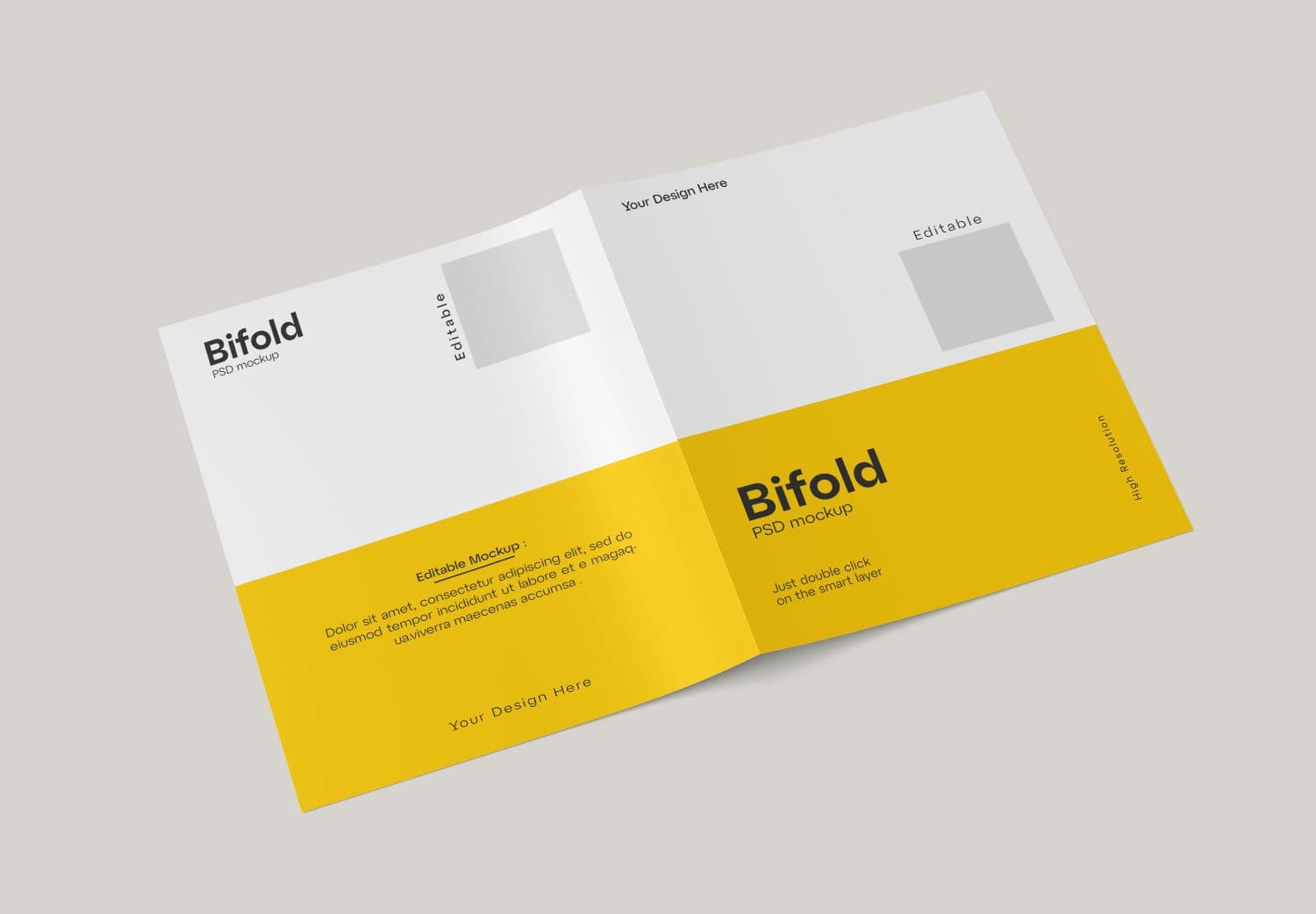 Yellow & White Bifold Brochure Mockup