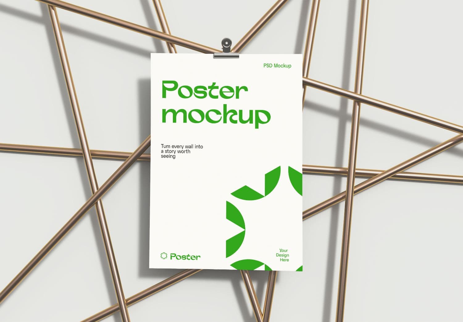 Modern Poster Mockup on Geometric Gold Frame