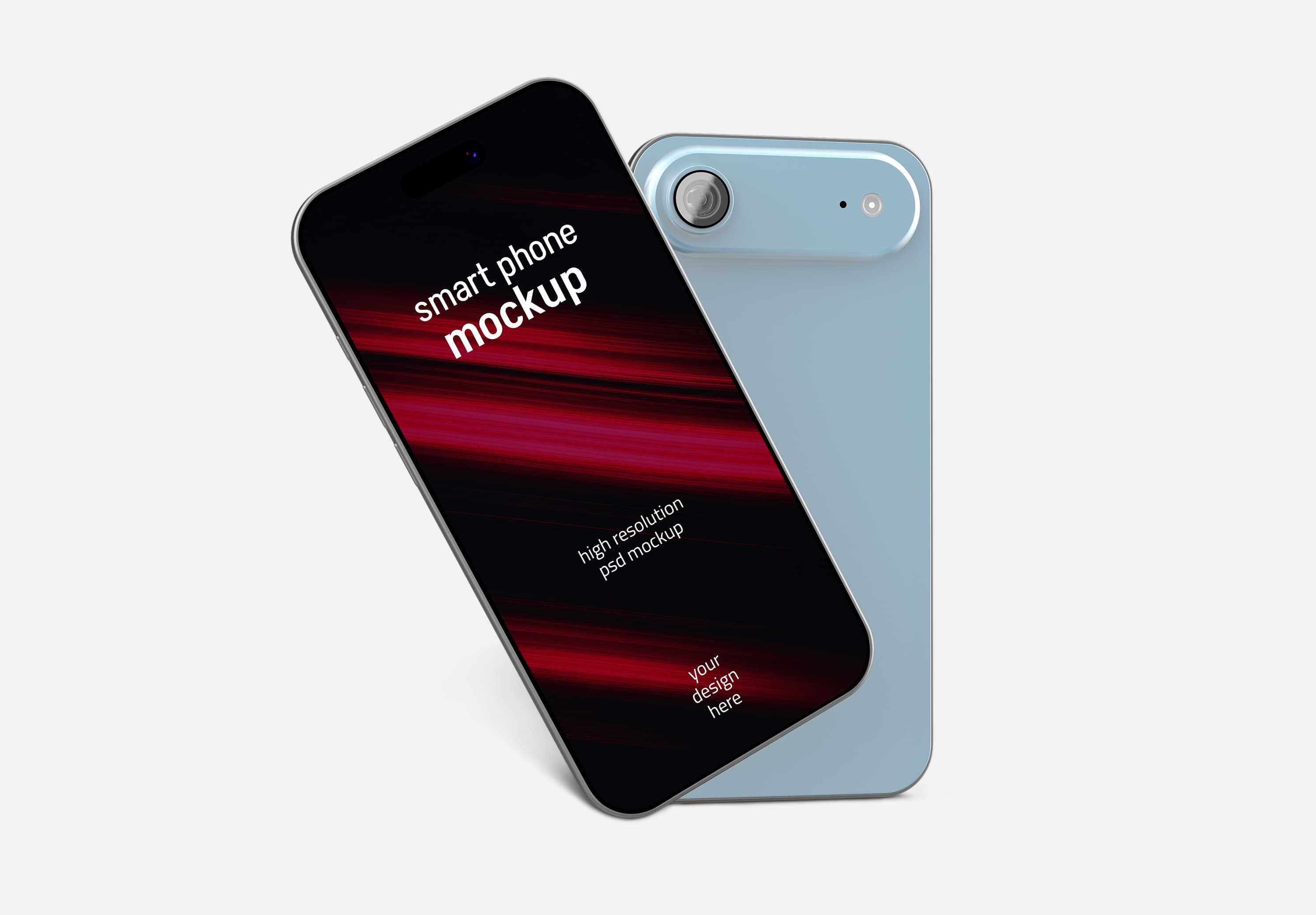 Smartphone Mockup - Blue Device with Dynamic Red Screen