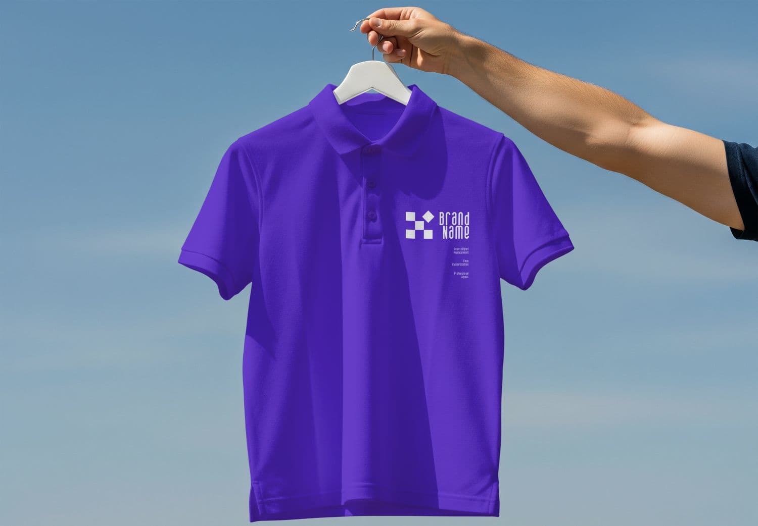 Purple Polo Shirt on Hanger Mockup